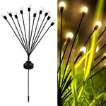 2 ensembles de lumières solaires lucioles de Noël pour jardin extérieur étanches, 6 têtes lumière chaude, 6 têtes lumière colorée, 8 têtes lumière chaude, 8 têtes lumière colorée, 10 têtes lumière chaude, 10 têtes lumière colorée