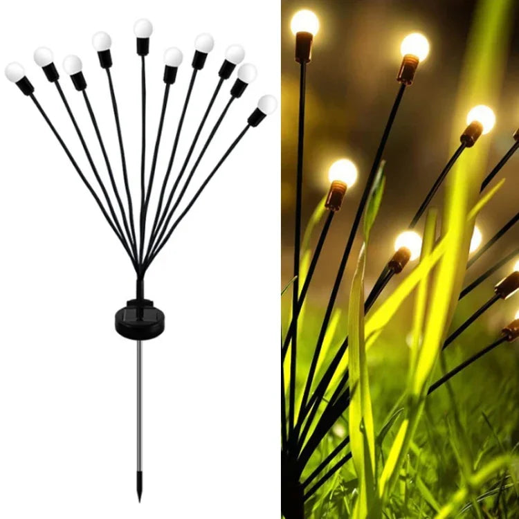 2 ensembles de lumières solaires lucioles de Noël pour jardin extérieur étanches, 6 têtes lumière chaude, 6 têtes lumière colorée, 8 têtes lumière chaude, 8 têtes lumière colorée, 10 têtes lumière chaude, 10 têtes lumière colorée