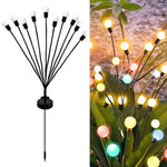 2 ensembles de lumières solaires lucioles de Noël pour jardin extérieur étanches, 6 têtes lumière chaude, 6 têtes lumière colorée, 8 têtes lumière chaude, 8 têtes lumière colorée, 10 têtes lumière chaude, 10 têtes lumière colorée