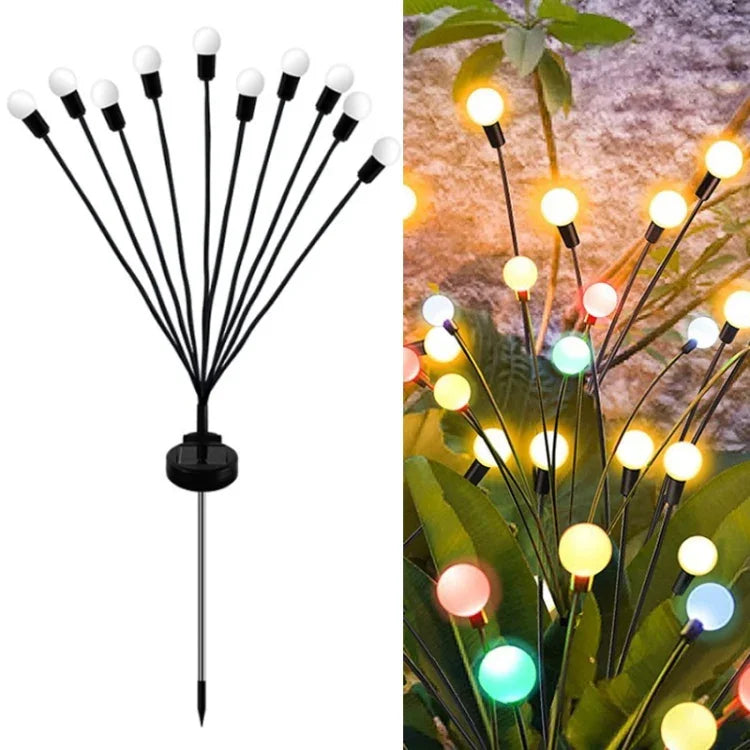 2 ensembles de lumières solaires lucioles de Noël pour jardin extérieur étanches, 6 têtes lumière chaude, 6 têtes lumière colorée, 8 têtes lumière chaude, 8 têtes lumière colorée, 10 têtes lumière chaude, 10 têtes lumière colorée