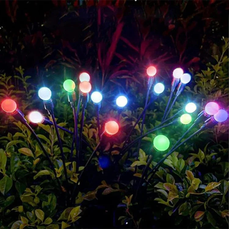 2 ensembles de lumières solaires lucioles de Noël pour jardin extérieur étanches, 6 têtes lumière chaude, 6 têtes lumière colorée, 8 têtes lumière chaude, 8 têtes lumière colorée, 10 têtes lumière chaude, 10 têtes lumière colorée