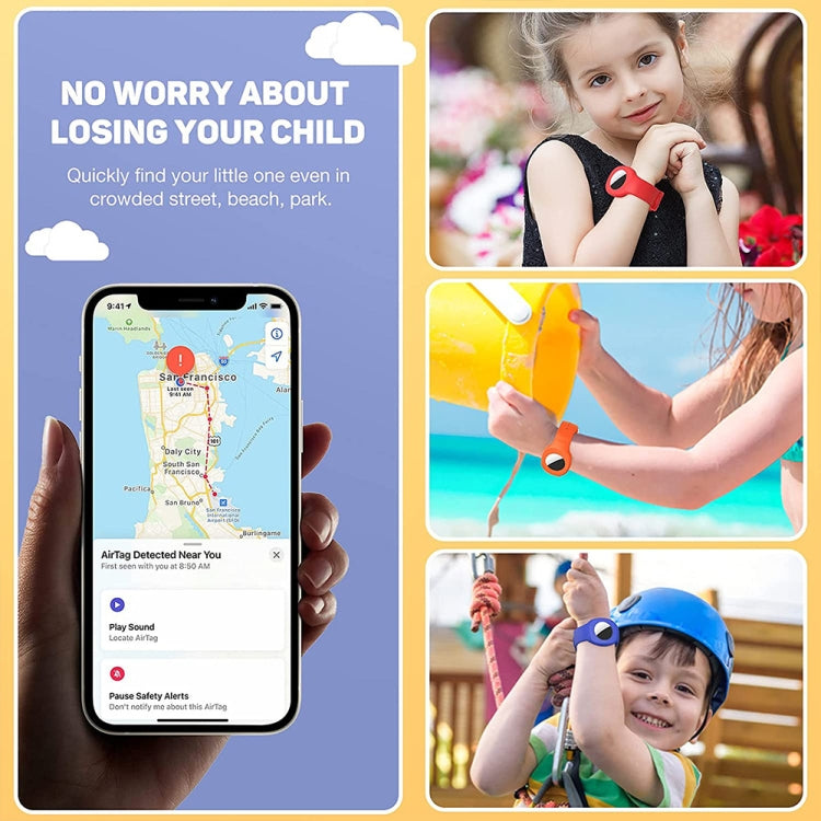 Pour la coque de protection en silicone avec bracelet de montre pour enfants AirTag 2e génération / AirTag 1re génération