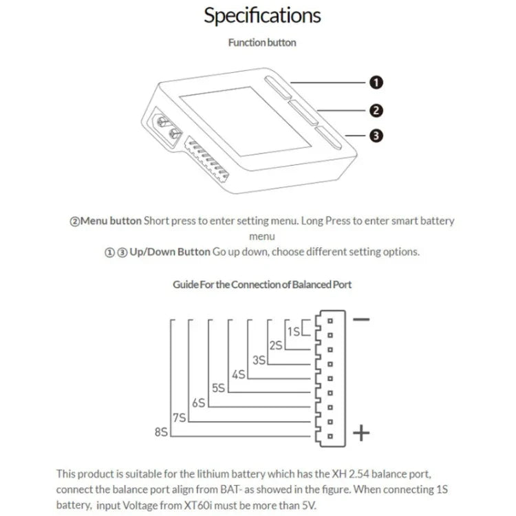 Appareil de mesure à affichage électrique pour modèles réduits d'avions ISDT, batterie au lithium 1-8S, ISDT BG-8S
