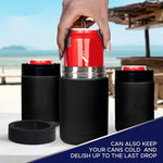 Mug Isotherme Double Paroi 350ml pour Canette de Coca, Refroidisseur de Bière en Acier Inoxydable 304 avec Ouvre-Bouteille, Noir
