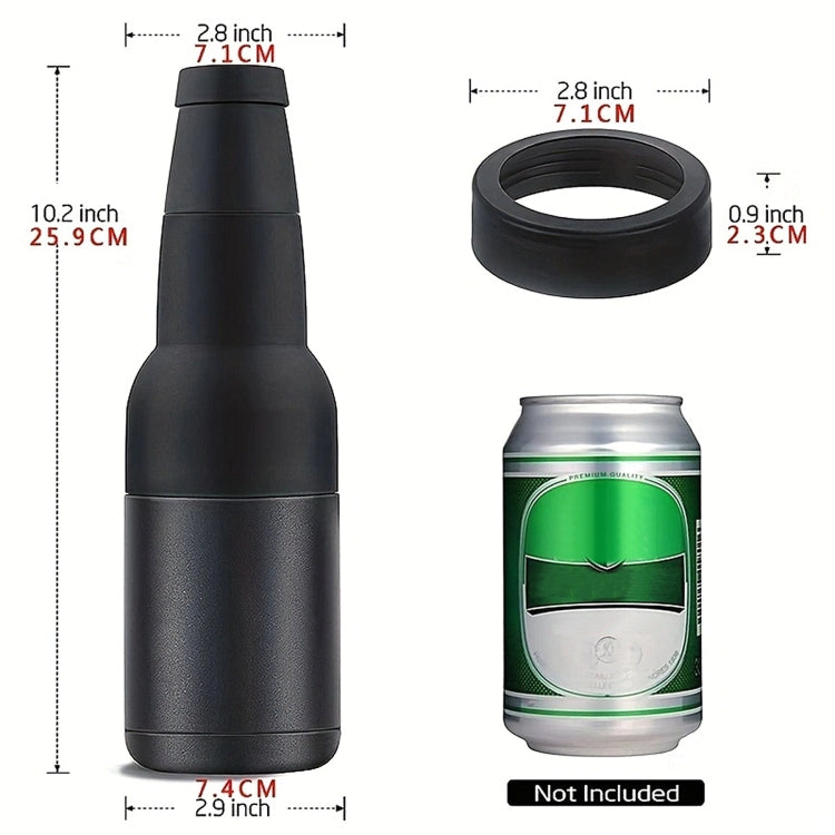 Mug Isotherme Double Paroi 350ml pour Canette de Coca, Refroidisseur de Bière en Acier Inoxydable 304 avec Ouvre-Bouteille, Noir
