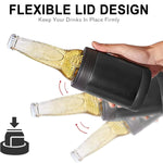 Mug Isotherme Double Paroi 350ml pour Canette de Coca, Refroidisseur de Bière en Acier Inoxydable 304 avec Ouvre-Bouteille, Noir