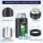 Mug Isotherme Double Paroi 350ml pour Canette de Coca, Refroidisseur de Bière en Acier Inoxydable 304 avec Ouvre-Bouteille, Noir