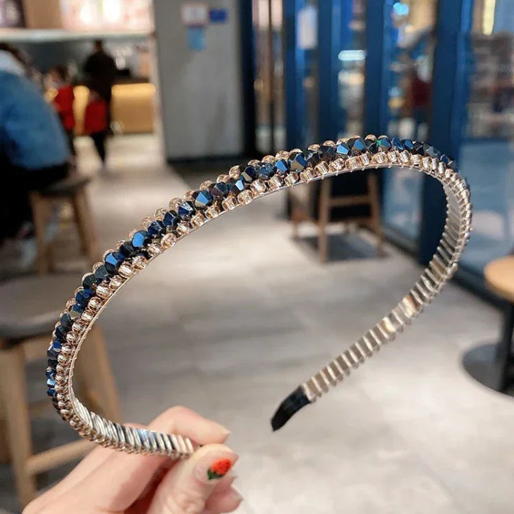 Cerceaux en cristal à bordure dorée, accessoires pour cheveux polyvalents, bandeau antidérapant en cristal