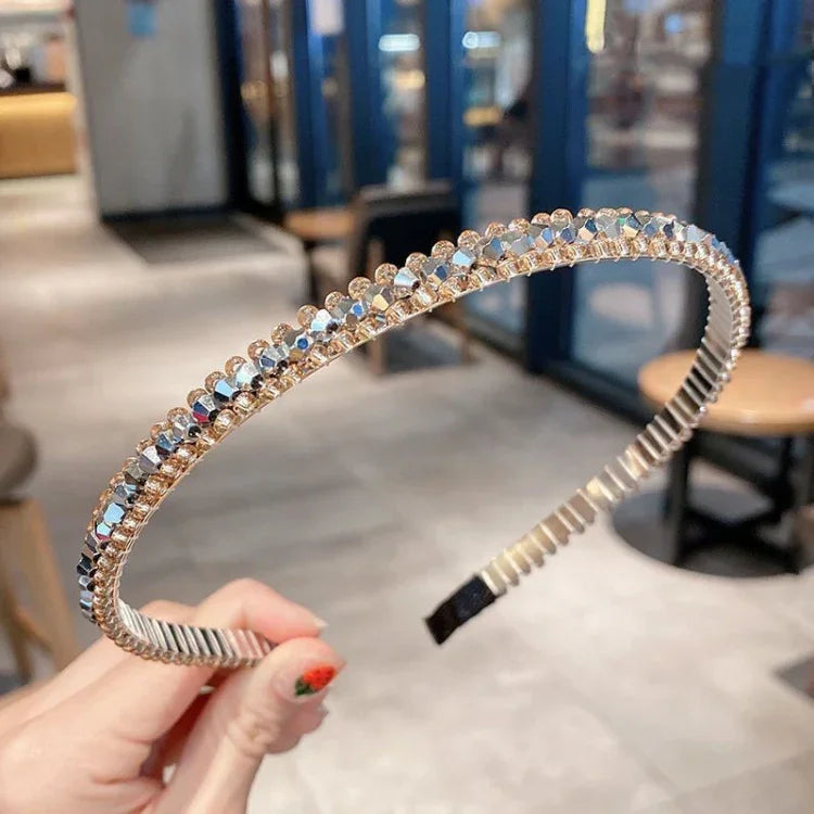 Cerceaux en cristal à bordure dorée, accessoires pour cheveux polyvalents, bandeau antidérapant en cristal