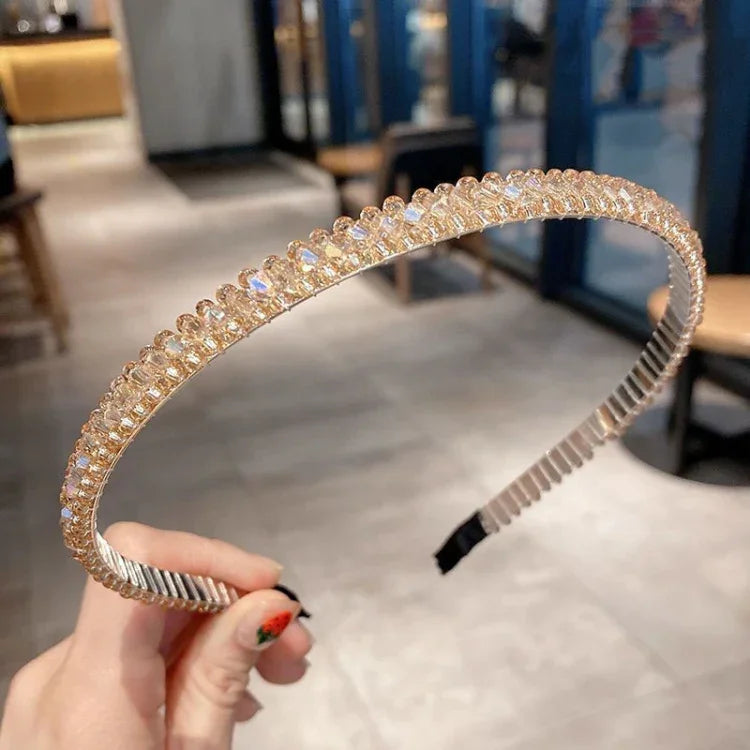 Cerceaux en cristal à bordure dorée, accessoires pour cheveux polyvalents, bandeau antidérapant en cristal