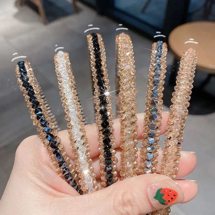 Cerceaux en cristal à bordure dorée, accessoires pour cheveux polyvalents, bandeau antidérapant en cristal