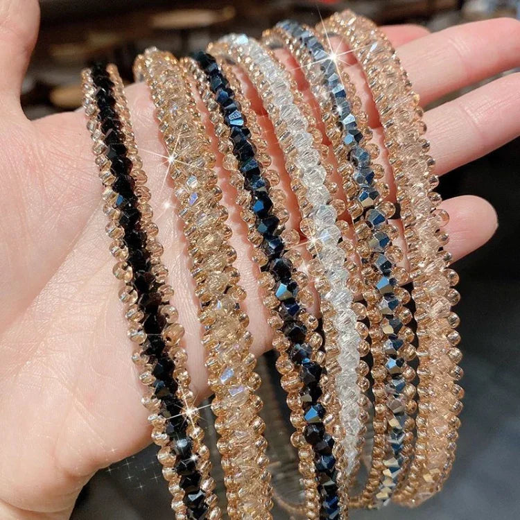 Cerceaux en cristal à bordure dorée, accessoires pour cheveux polyvalents, bandeau antidérapant en cristal
