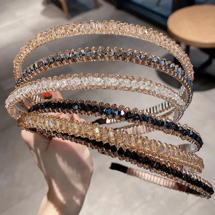 Cerceaux en cristal à bordure dorée, accessoires pour cheveux polyvalents, bandeau antidérapant en cristal