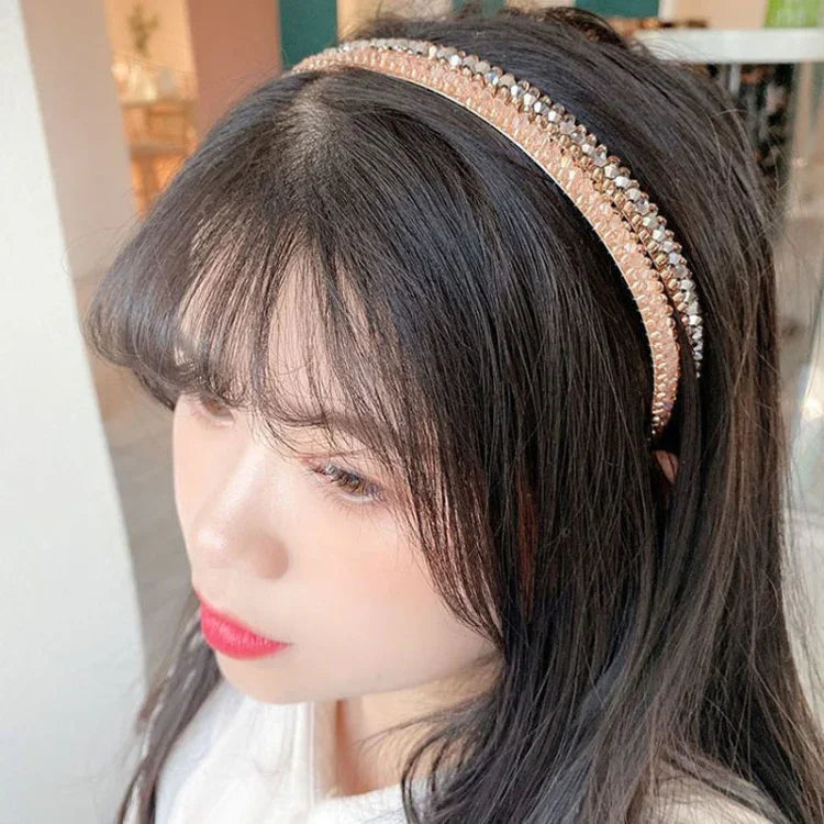 Cerceaux en cristal à bordure dorée, accessoires pour cheveux polyvalents, bandeau antidérapant en cristal