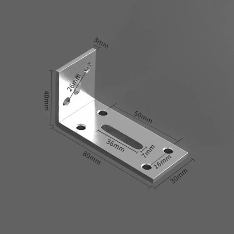 Équerre épaissie pour cloison de meuble suspendu, Petit argent, Moyen argent, Grand argent, Petit noir, Moyen noir, Grand noir, Petit blanc, Moyen blanc, Grand blanc