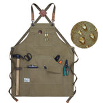 Tablier de travail en toile épaisse pour menuisier, électricien, jardinier, Noir Gris, Noir, Vert Armée, Kaki, Bleu, Camel, Ceinture Noir Gris, Ceinture Noire, Ceinture Vert Armée, Ceinture Kaki, Ceinture Bleue, Ceinture Camel