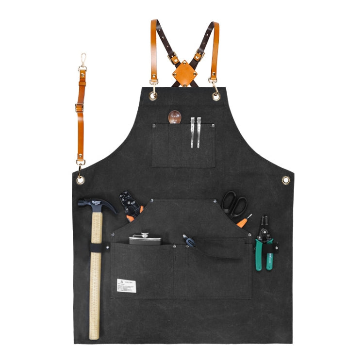 Tablier de travail en toile épaisse pour menuisier, électricien, jardinier, Noir Gris, Noir, Vert Armée, Kaki, Bleu, Camel, Ceinture Noir Gris, Ceinture Noire, Ceinture Vert Armée, Ceinture Kaki, Ceinture Bleue, Ceinture Camel
