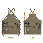 Tablier de travail en toile épaisse pour menuisier, électricien, jardinier, Noir Gris, Noir, Vert Armée, Kaki, Bleu, Camel, Ceinture Noir Gris, Ceinture Noire, Ceinture Vert Armée, Ceinture Kaki, Ceinture Bleue, Ceinture Camel