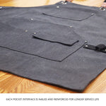 Tablier de travail en toile épaisse pour menuisier, électricien, jardinier, Noir Gris, Noir, Vert Armée, Kaki, Bleu, Camel, Ceinture Noir Gris, Ceinture Noire, Ceinture Vert Armée, Ceinture Kaki, Ceinture Bleue, Ceinture Camel