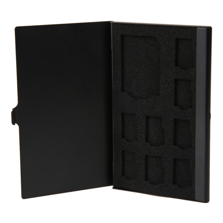 Boîte de rangement en aluminium pour cartes Micro SD 1SD+ 8TF avec 9 emplacements pour cartes SD/SIM/TF, noir, argent