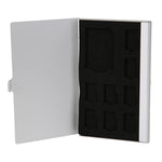 Boîte de rangement en aluminium pour cartes Micro SD 1SD+ 8TF avec 9 emplacements pour cartes SD/SIM/TF, noir, argent