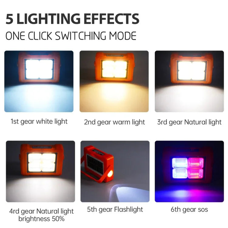 Projecteur solaire Lampe de poche portative Lampe de travail d'urgence, 144 LED