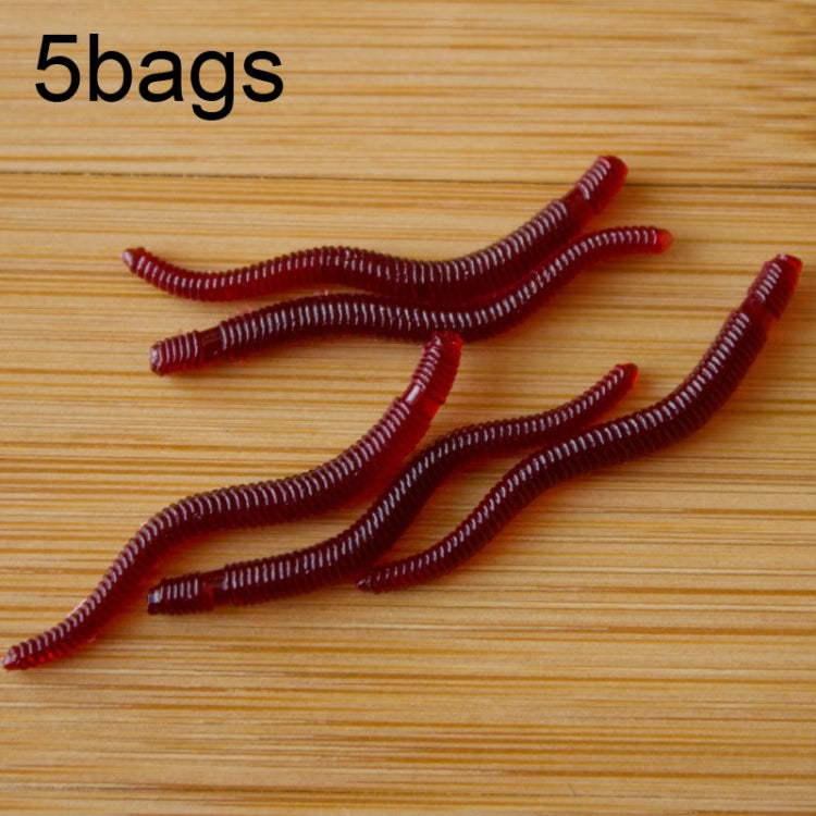 Leurre lumineux imitation ver de terre rouge de 3,5 cm, 5 sacs de 20 pcs/sac, 5 sacs de 50 pcs/sac, 5 sacs de 100 pcs/sac, 5 sacs de 200 pcs/sac