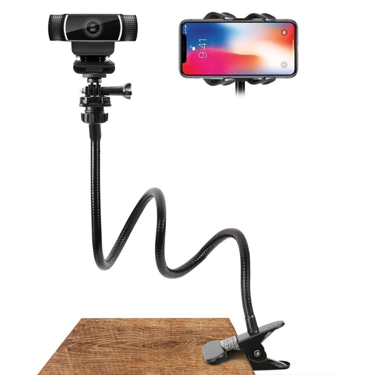 Support téléphone caméra à double pince avec support métallique pliable étendu, double pince