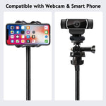 Support téléphone caméra à double pince avec support métallique pliable étendu, double pince