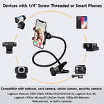 Support téléphone caméra à double pince avec support métallique pliable étendu, double pince