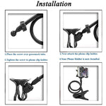 Support téléphone caméra à double pince avec support métallique pliable étendu, double pince