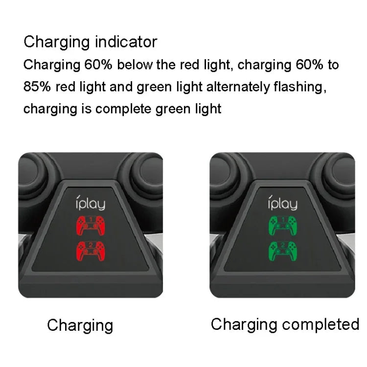 iplay HBP-260 Siège de chargement pour manette PS5, manette de jeu électrique, siège de chargement rapide, HBP-260