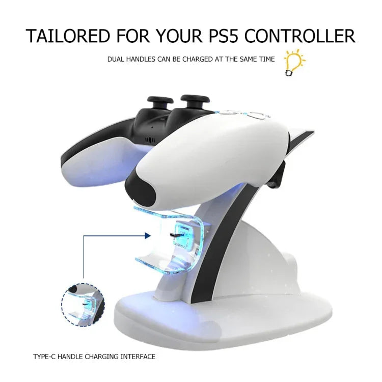 Support de chargement double pour manette sans fil iplay HBP-253 pour PS5, HBP-253 (blanc), HBP-253 (noir)