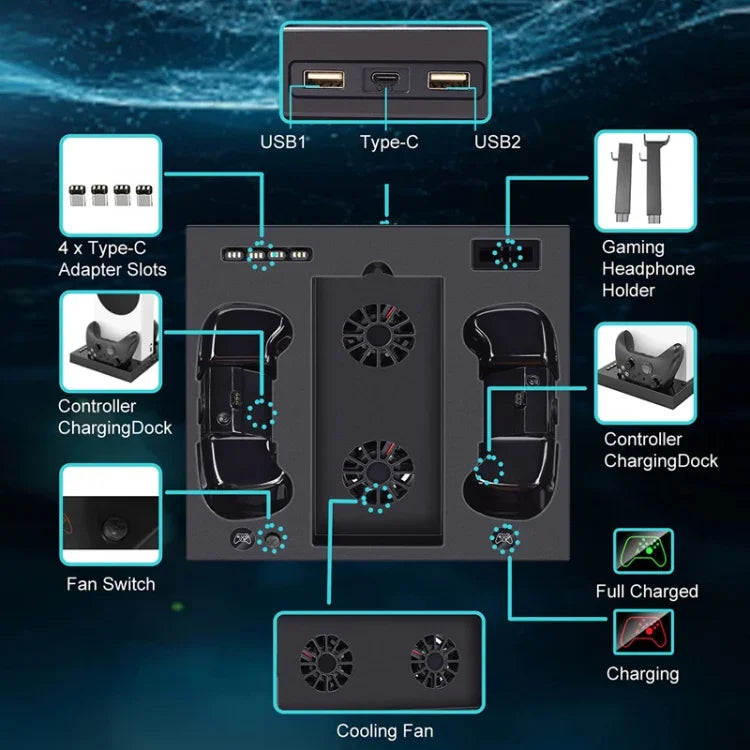 Support de refroidissement pour Xbox Series S, poignée et base de chargement iPlay.