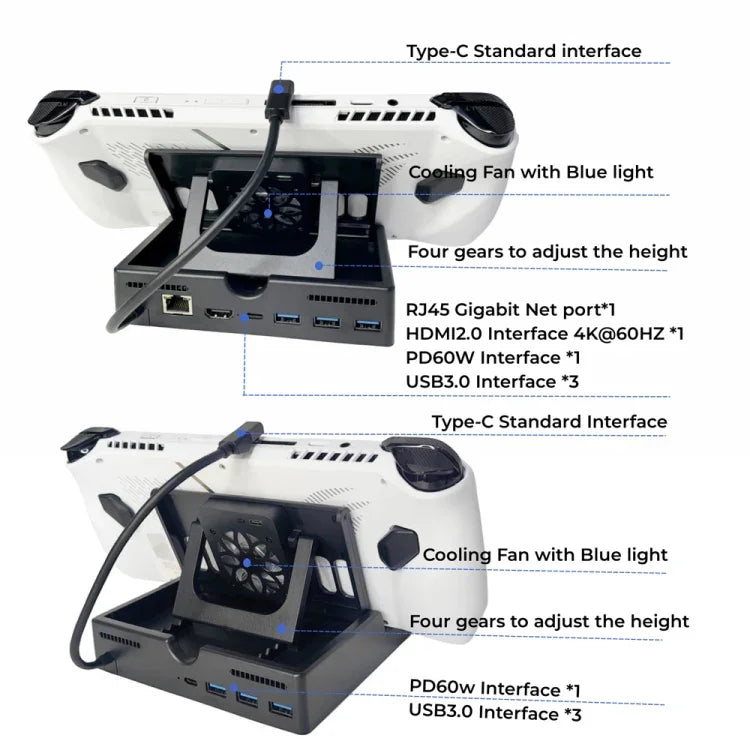 Pour station d'accueil multifonctionnelle de base de chargement ROG ALLY, version 6-en-1