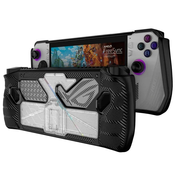 Pour console de jeu ASUS Rog Ally, étui de protection PC+TPU avec support, PC+TPU Noir+Transparent