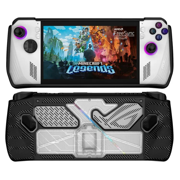 Pour console de jeu ASUS Rog Ally, étui de protection PC+TPU avec support, PC+TPU Noir+Transparent