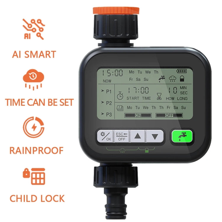 Minuteur de jardin, dispositif d'arrosage automatique, dispositif d'arrosage pour balcon de jardin, contrôleur de système d'irrigation intelligent, noir