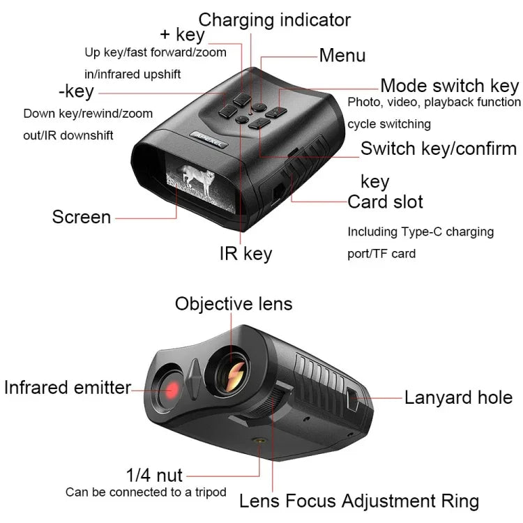 APEXEL 3-inch LCD HD Screen Photo Video Portable Binoculars Digital Infrared Night Vision Device, APL-NV009