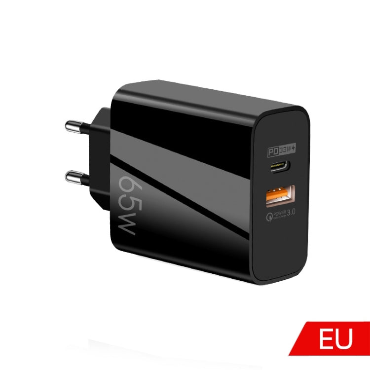 Chargeur GaN double port 65W USB-C/Type-C+USB QC3.0 pour ordinateur portable universel A502, prise EU noire, prise EU blanche, prise US noire, prise US blanche, prise UK noire, prise UK blanche