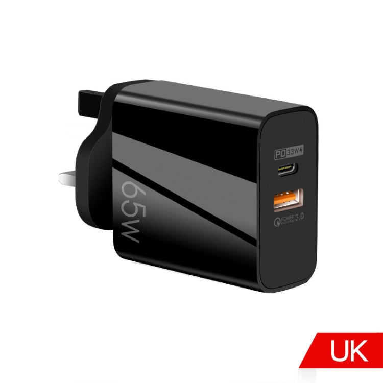 Chargeur GaN double port 65W USB-C/Type-C+USB QC3.0 pour ordinateur portable universel A502, prise EU noire, prise EU blanche, prise US noire, prise US blanche, prise UK noire, prise UK blanche