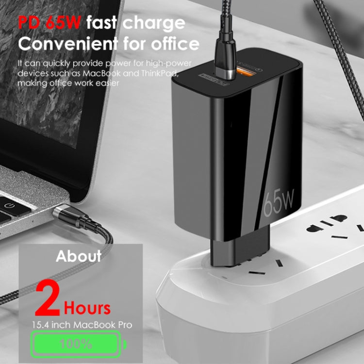 Chargeur GaN double port 65W USB-C/Type-C+USB QC3.0 pour ordinateur portable universel A502, prise EU noire, prise EU blanche, prise US noire, prise US blanche, prise UK noire, prise UK blanche