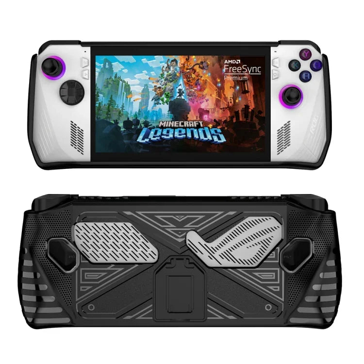 Coque souple en TPU avec support de fixation pour console de jeu Asus ROG Ally, disponible en noir et blanc.