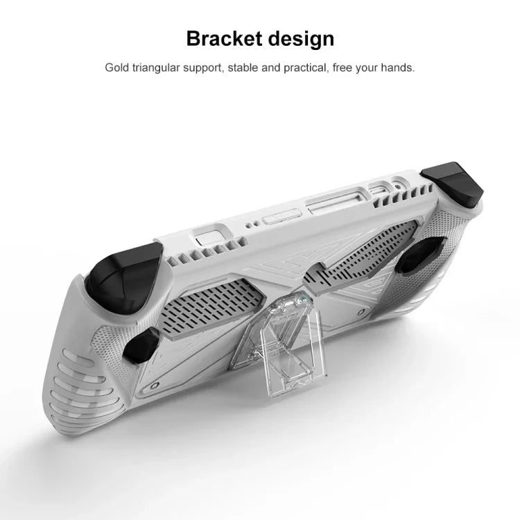 Coque souple en TPU avec support de fixation pour console de jeu Asus ROG Ally, disponible en noir et blanc.