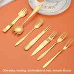 Outils de pâtisserie en acier inoxydable pour gâteaux de lune, couteau et fourchette à dessert, 14 pièces/ensemble, or
