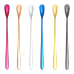 Cuillère en acier inoxydable 304 de 15 cm, cuillère à café à tête carrée, cuillère à mélanger à long manche, couleur acier inoxydable, or titane, or rose, noir titane, bleu, violet