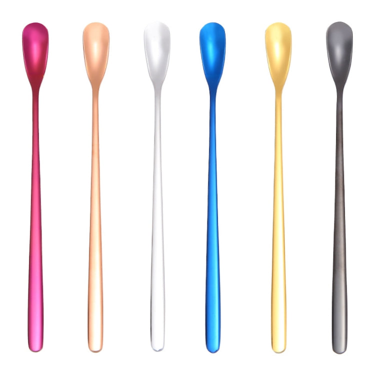 Cuillère en acier inoxydable 304 de 15 cm, cuillère à café à tête carrée, cuillère à mélanger à long manche, couleur acier inoxydable, or titane, or rose, noir titane, bleu, violet