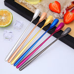 Cuillère en acier inoxydable 304 de 15 cm, cuillère à café à tête carrée, cuillère à mélanger à long manche, couleur acier inoxydable, or titane, or rose, noir titane, bleu, violet