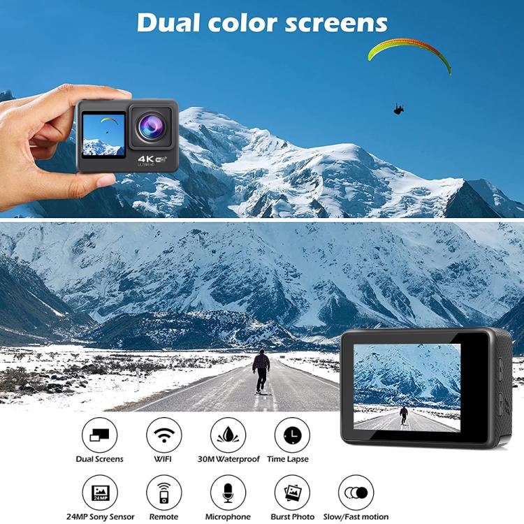 Caméra de sport extérieure étanche WIFI couleur double écran vidéo HD 4K, Q60AR