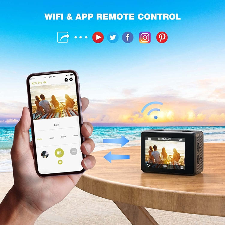 Caméra de sport extérieure étanche WIFI couleur double écran vidéo HD 4K, Q60AR